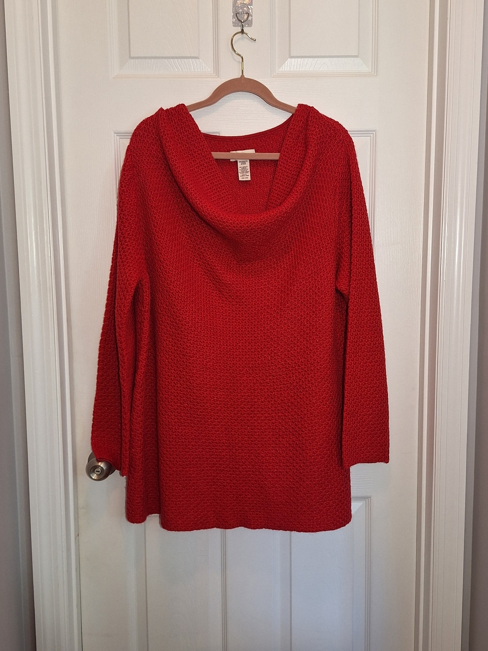 Covington Cozy Red Shimmer Slouch Scoop Neck Women’s Sweater